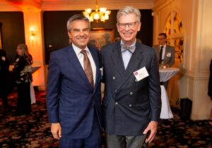 Milwaukee Public Library Foundation Benjamin Franklin Awards Celebration 2022 Benjamin Franklin Award Recipient Arthur Harrington, Esq with MPLF President David Baum