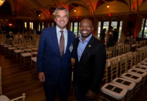 Milwaukee Public Library Foundation Benjamin Franklin Awards Celebration 2022 MPLF President David Baum with Mayor Cavalier Johnson